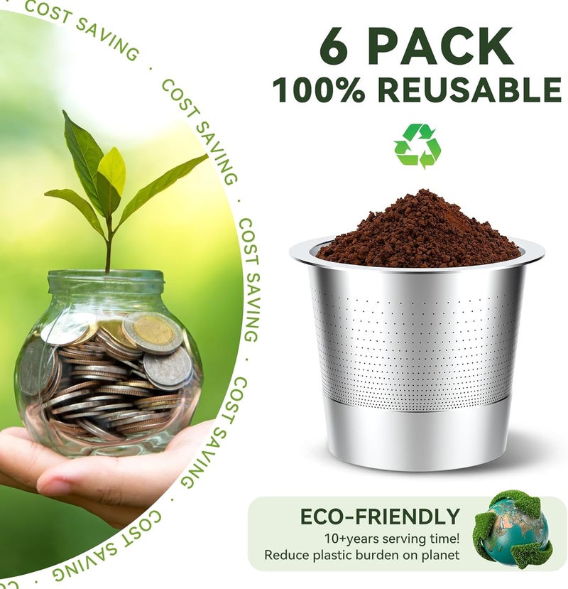 CAPMESSO Reusable K Cups Coffee Pods for Keurig 1.0: Stainless Steel Refillable K Cup - Reusable Coffee Filter for Keurig 1.0 Coffee Maker, Permanent, Eco-Friendly, Innovative Design (6 Pack) - Image 5